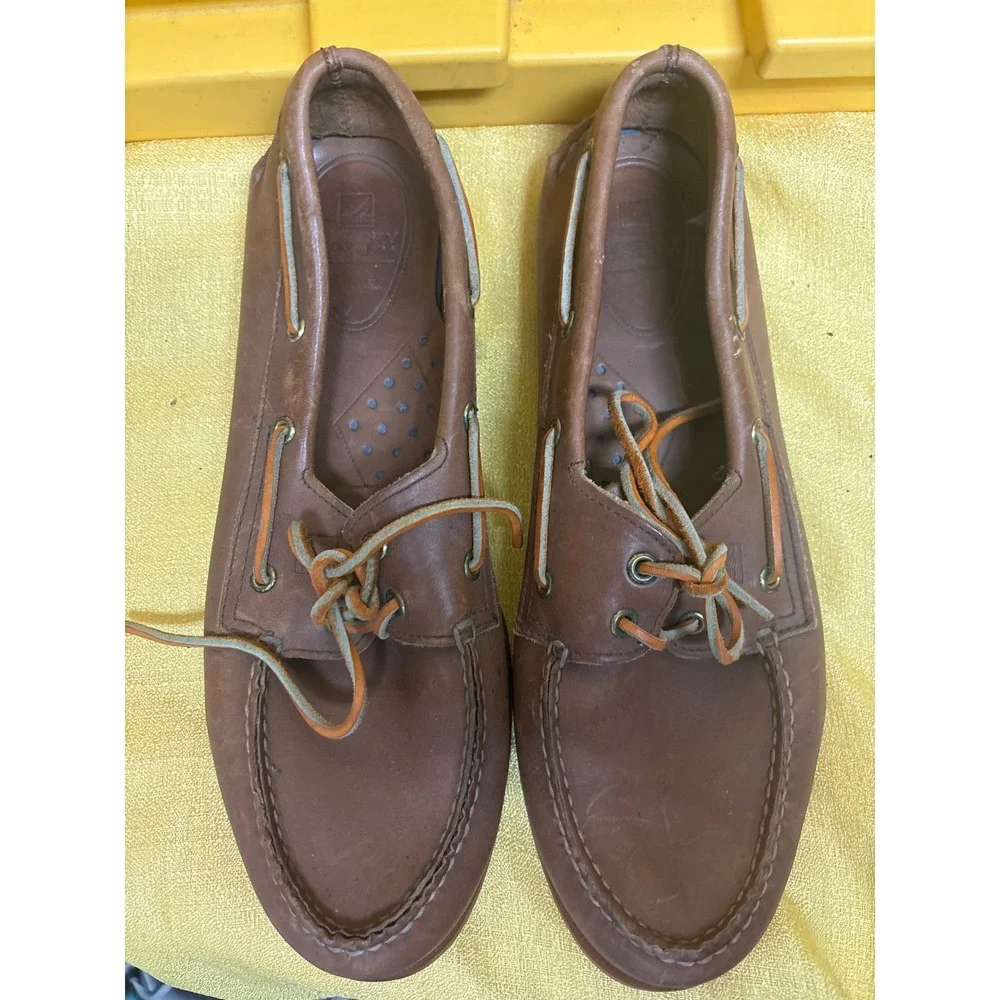 Sperry Top-Sider Boat Shoes Mens Tan Leather Authentic Original Loafers  sz 12
